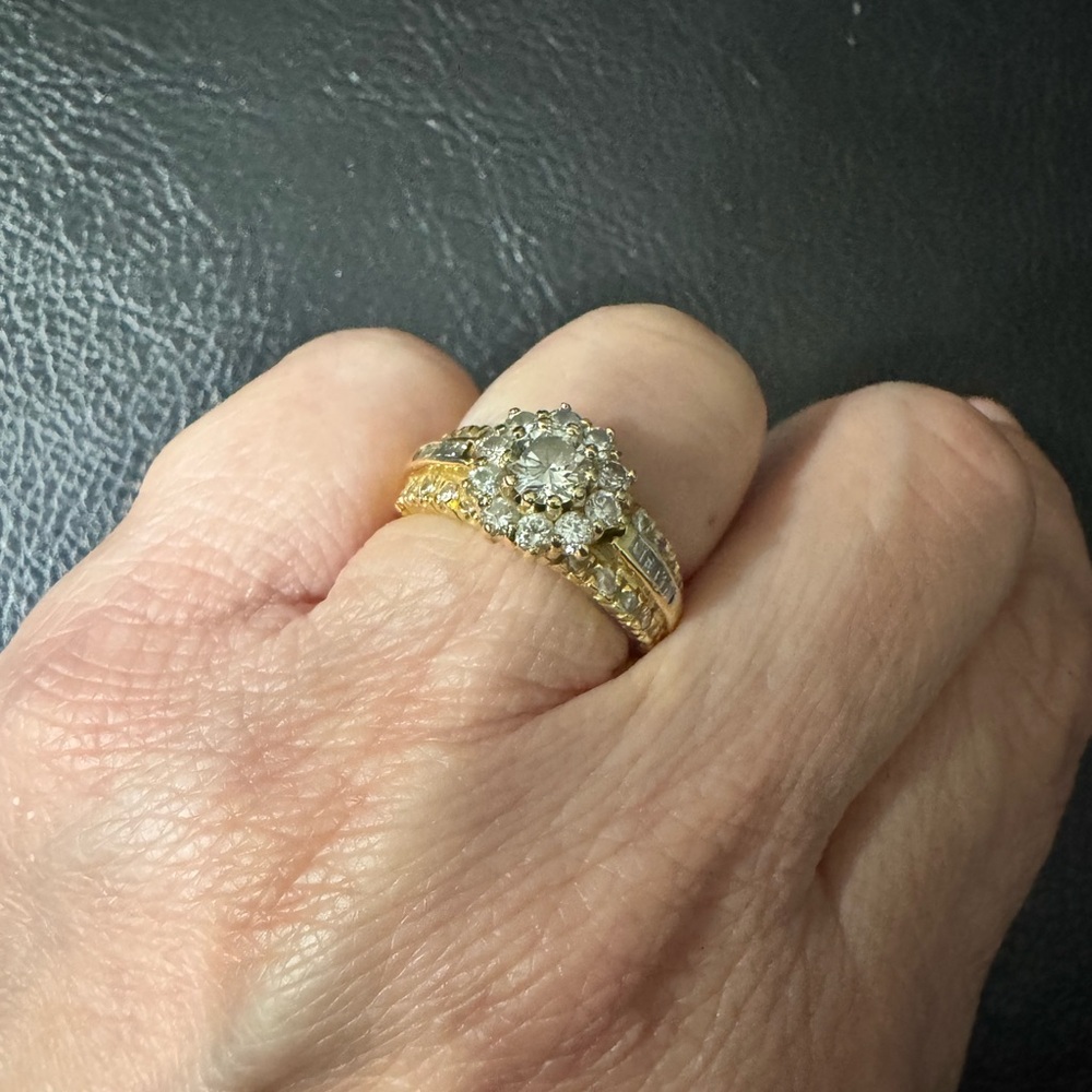 Elegant Gold and Silver Diamond Ring from  Santorini Greece